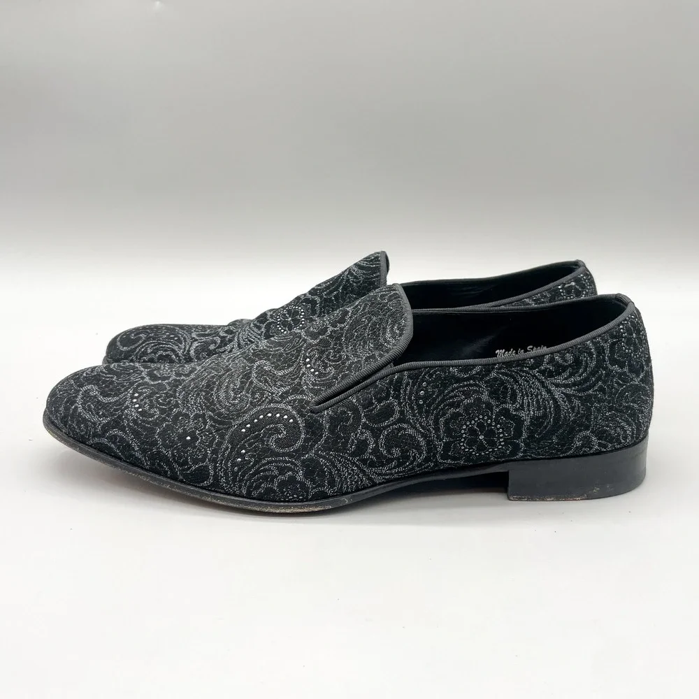 Mezlan Mens 11M Damon Loafers Black Silver Glitter Paisley Tuxedo Wedding Dandy_5